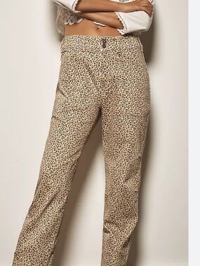 Pilcro Beige Leopard-Print jeans Anthropogy